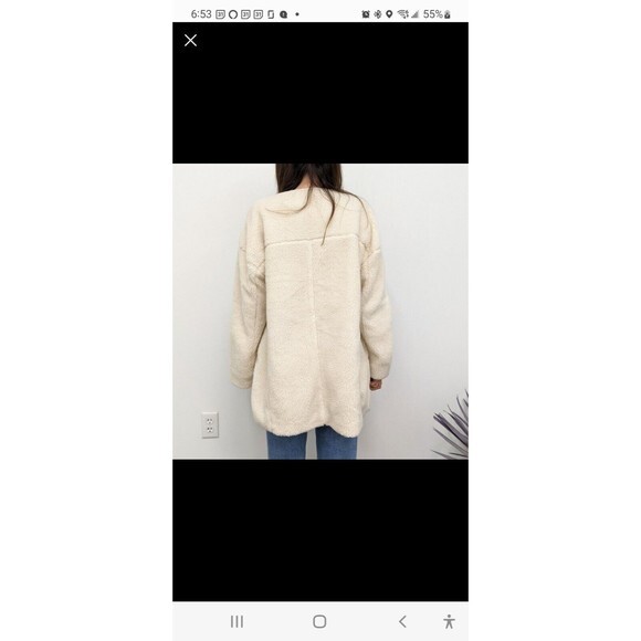 Gap‎ womens XS cream oversized teddy Shacket Cacoon Jacket Coat - Picture 3 of 16